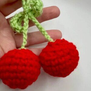 CLEARANCE CHERRY KEYCHAIN Red Cherry Crocheted Keychain RED CHERRY